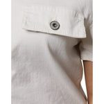 Please White Cotton Short Sleeves Button Down Romper Dress DR281370-40