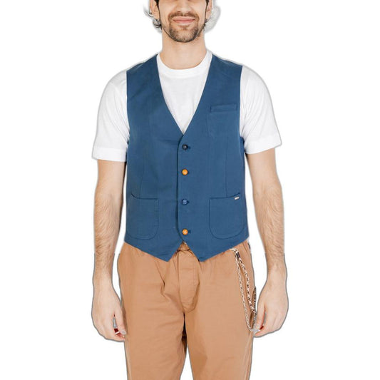 Gianni Lupo Blue Cotton Vest