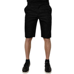 Dolce & Gabbana Black Cotton Casual Mid Waist Chino Shorts PAN75241-48