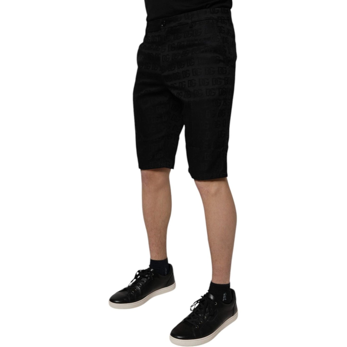Dolce & Gabbana Black Cotton Casual Mid Waist Chino Shorts PAN75241-48