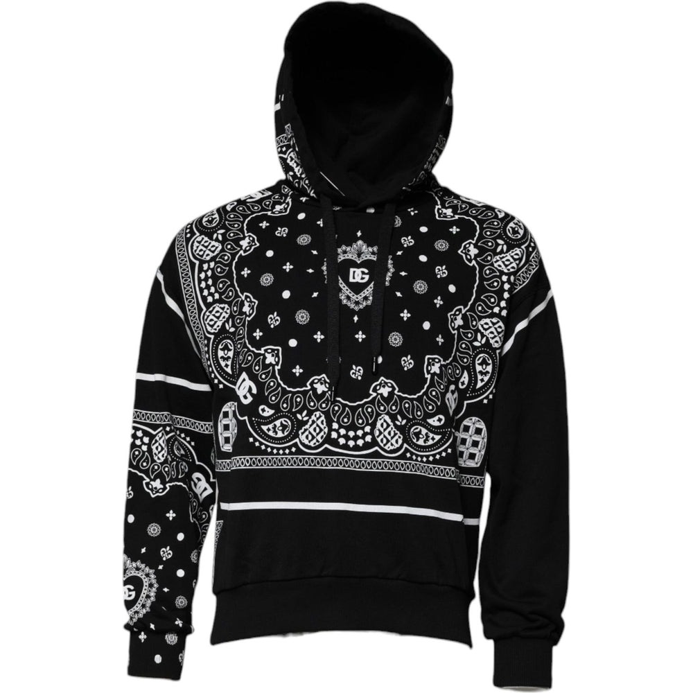 Dolce & Gabbana Black Bandana Hooded Men Sweatshirt Sweater TSH90065-46