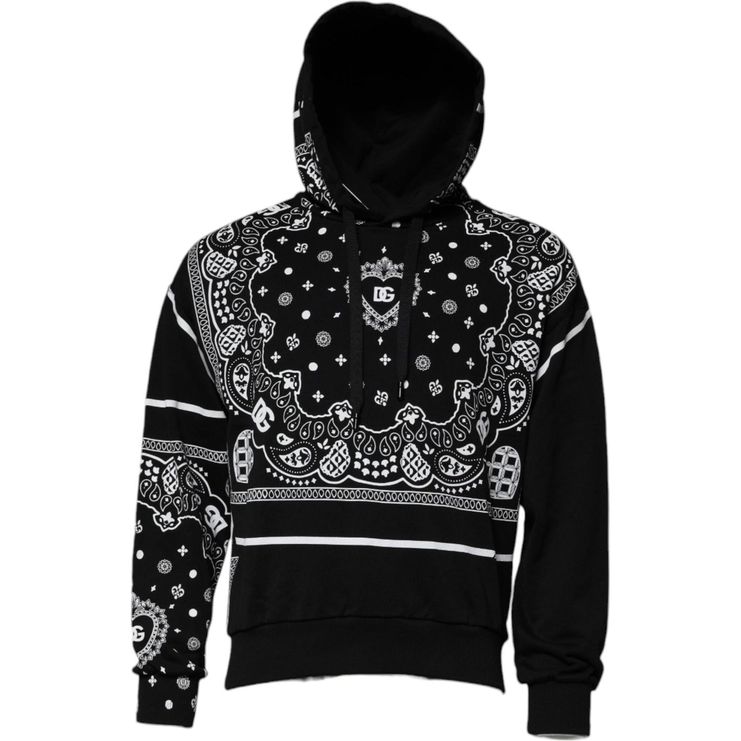 Dolce & Gabbana Black Bandana Hooded Men Sweatshirt Sweater TSH90065-46
