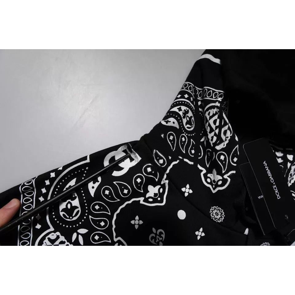 Dolce & Gabbana Black Bandana Hooded Men Sweatshirt Sweater TSH90065-46