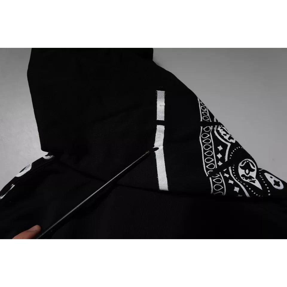 Dolce & Gabbana Black Bandana Hooded Men Sweatshirt Sweater TSH90065-46