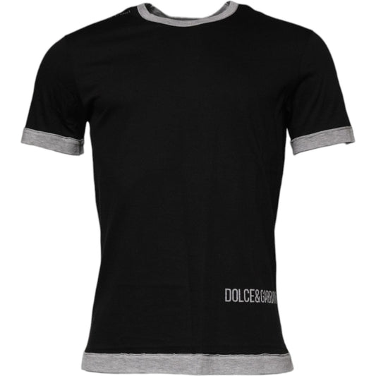 Dolce & Gabbana Black Logo Cotton Crew Neck Men Tee T-shirt TSH90010-44
