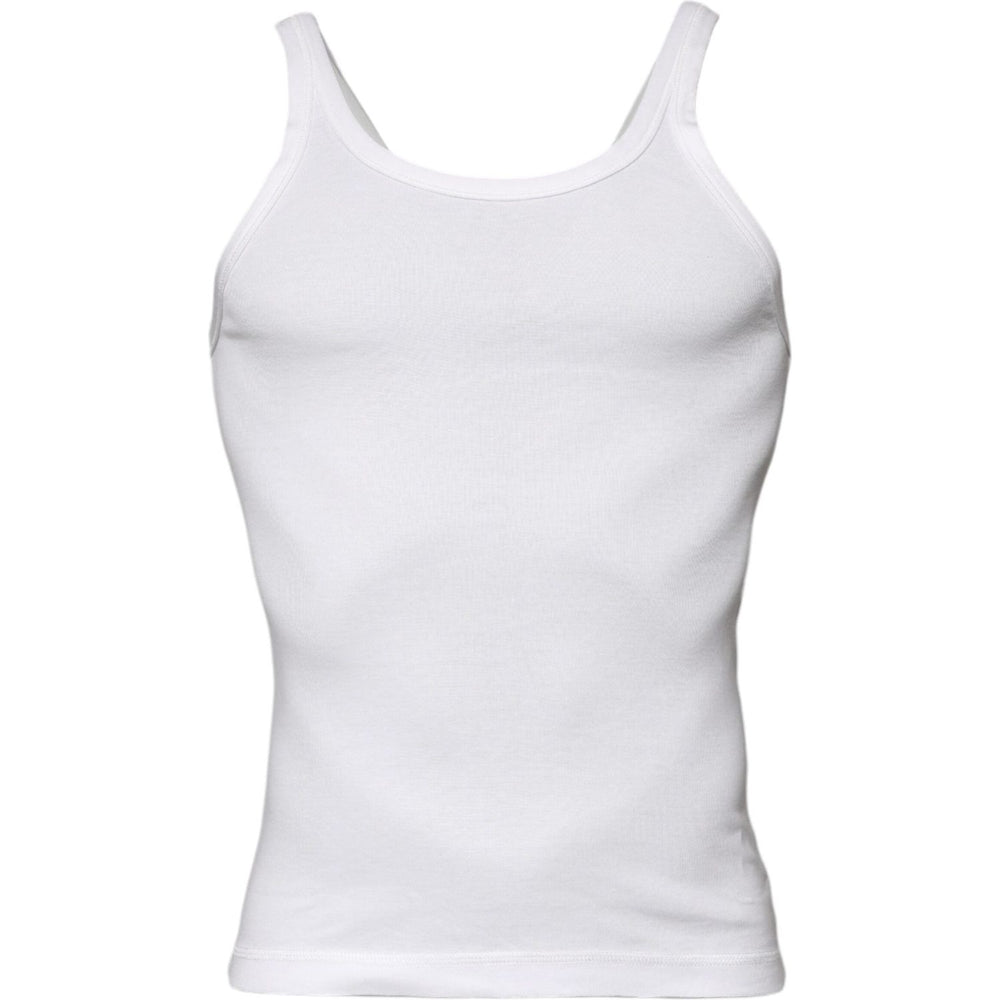 Dolce & Gabbana Ivory Cotton Sleeveless Round Neck Tank T-shirt TSH90046-44