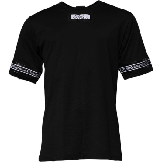 Dolce & Gabbana Black #DGMILLENNIALS Cotton Crew Neck T-shirt TSH90067-44