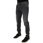 Dolce & Gabbana Dark Gray Washed Cotton Slim Fit Denim Jeans PAN75288-52