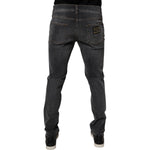 Dolce & Gabbana Dark Gray Washed Cotton Slim Fit Denim Jeans PAN75288-52