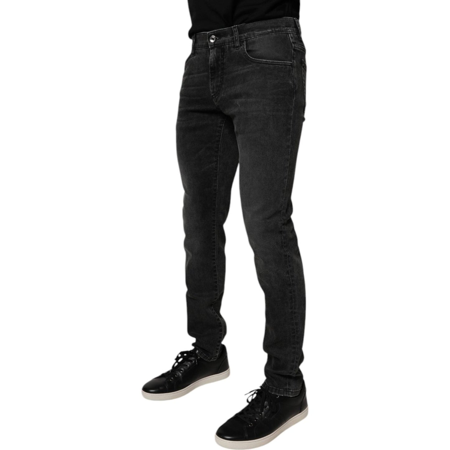 Dolce & Gabbana Black Cotton Stretch Skinny Men Denim Jeans PAN75289-44