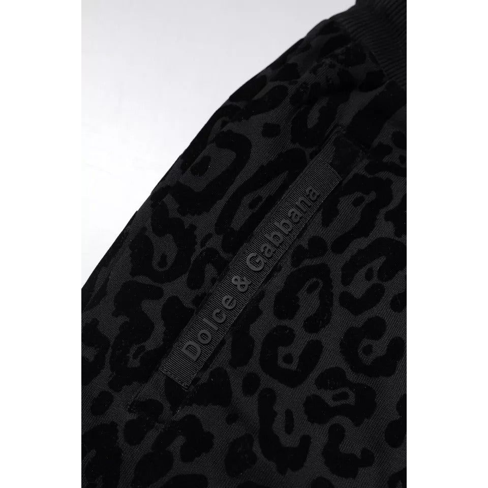 Dolce & Gabbana Black Leopard Cotton Jogger Sweatpants Pants PAN76030-46