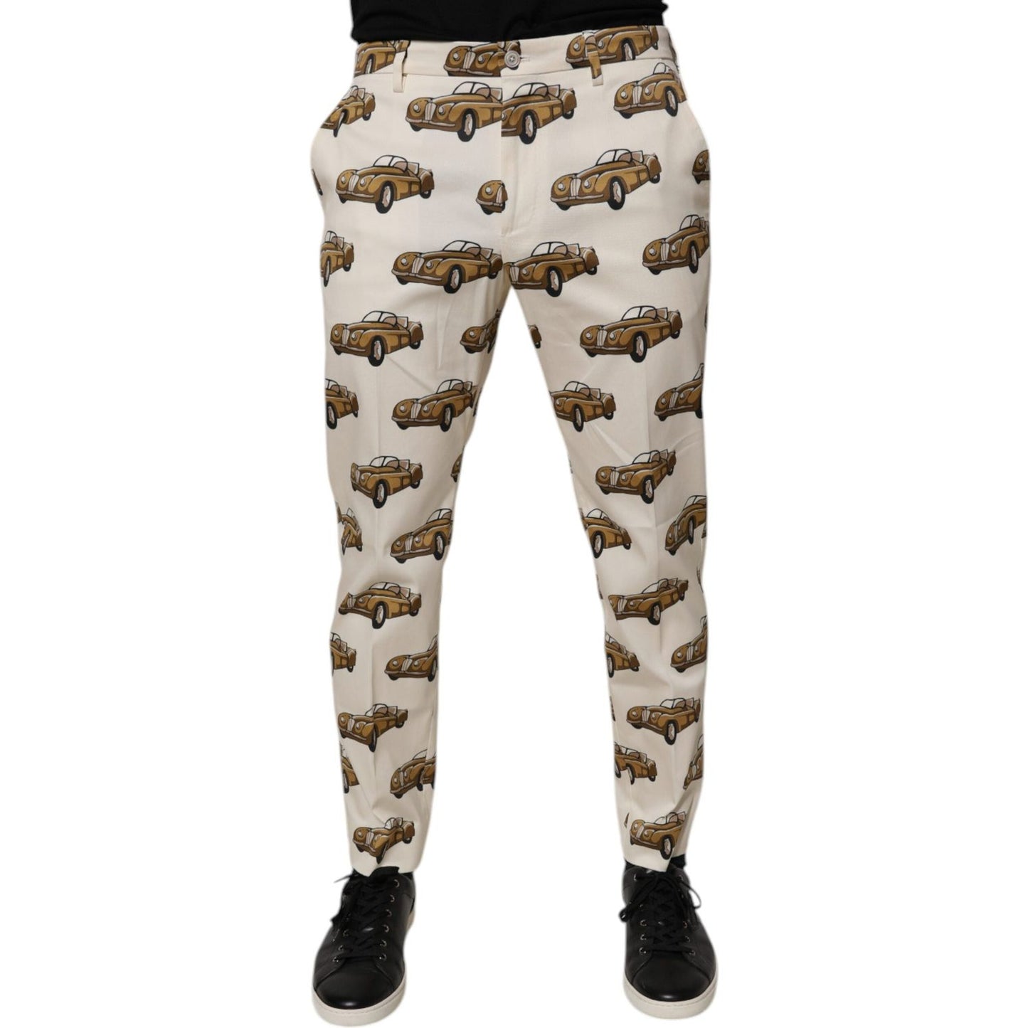 Dolce & Gabbana Off White Cars Cotton Skinny Men Denim Jeans PAN76079-44