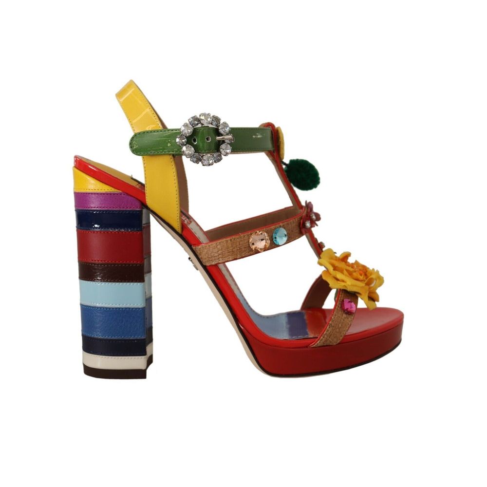 Dolce & Gabbana Multicolor Cotton Platforms Sandals