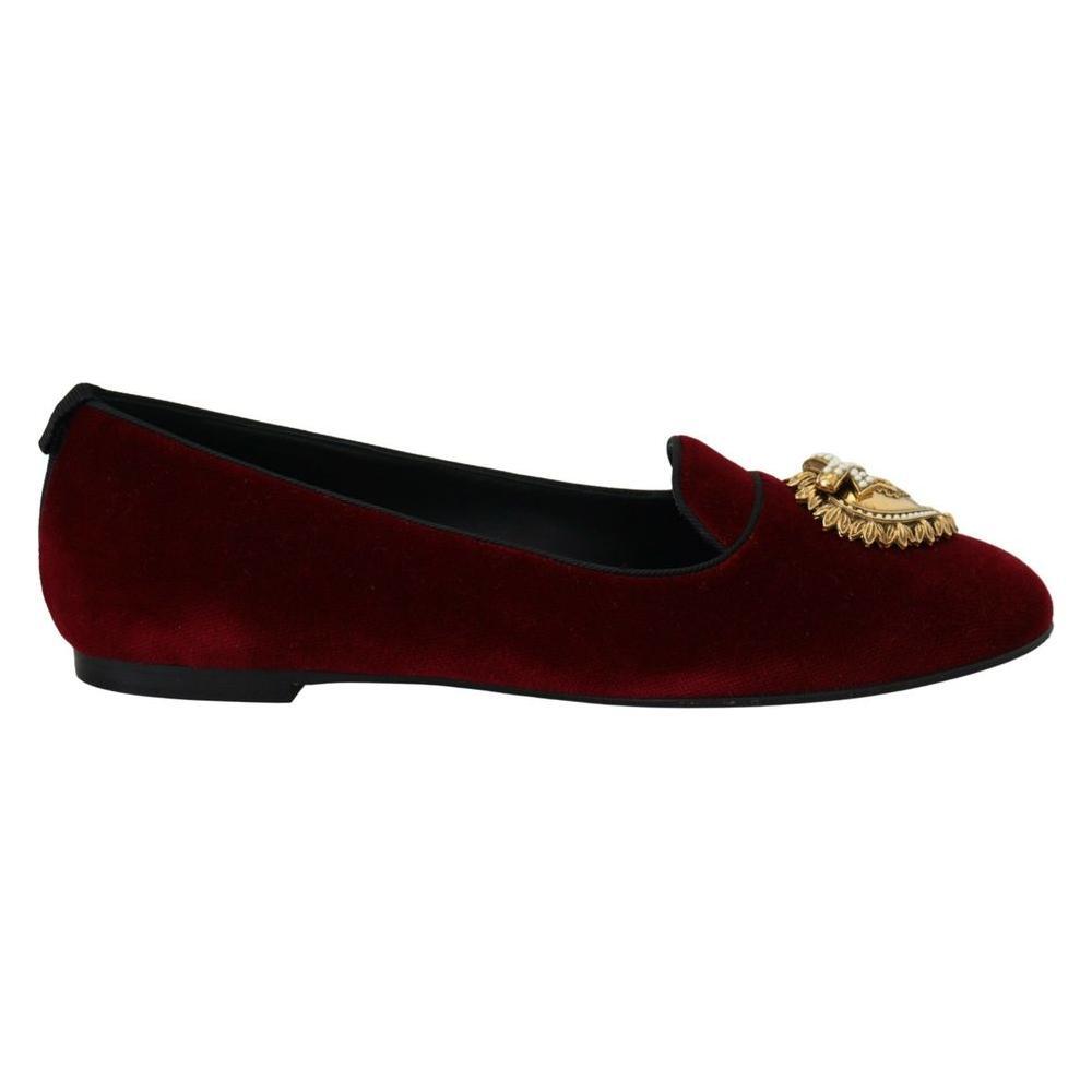 Dolce & Gabbana Burgundy Cotton Flat Shoe DO-1113-EU37/US7