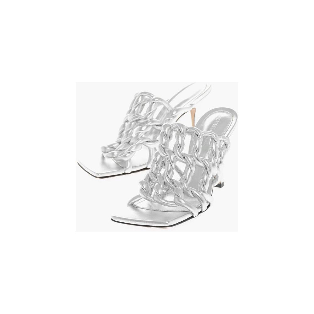 Bottega Veneta Silver Leather Women Sandal BO-14836-EU38/US8