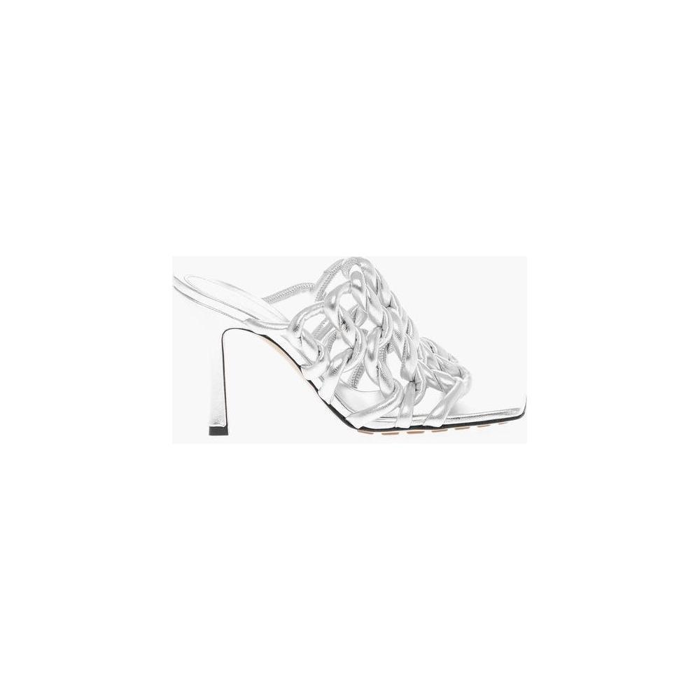 Bottega Veneta Silver Leather Women Sandal BO-14836-EU38/US8