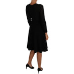 Dolce & Gabbana Black Knitted Wool Sheath Long Sleeves Dress DR1503-40