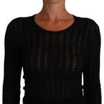 Dolce & Gabbana Black Knitted Wool Sheath Long Sleeves Dress DR1503-40