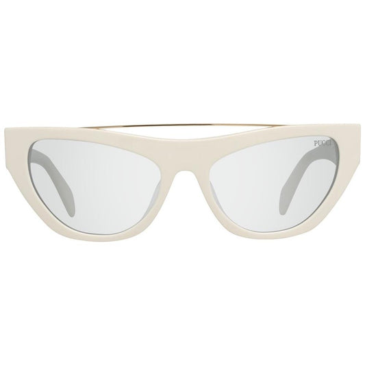 Emilio Pucci white metal sunglasses, EP0111-5521A, 55/18/145mm, UVA UVB protection, stylish eyewear for women.