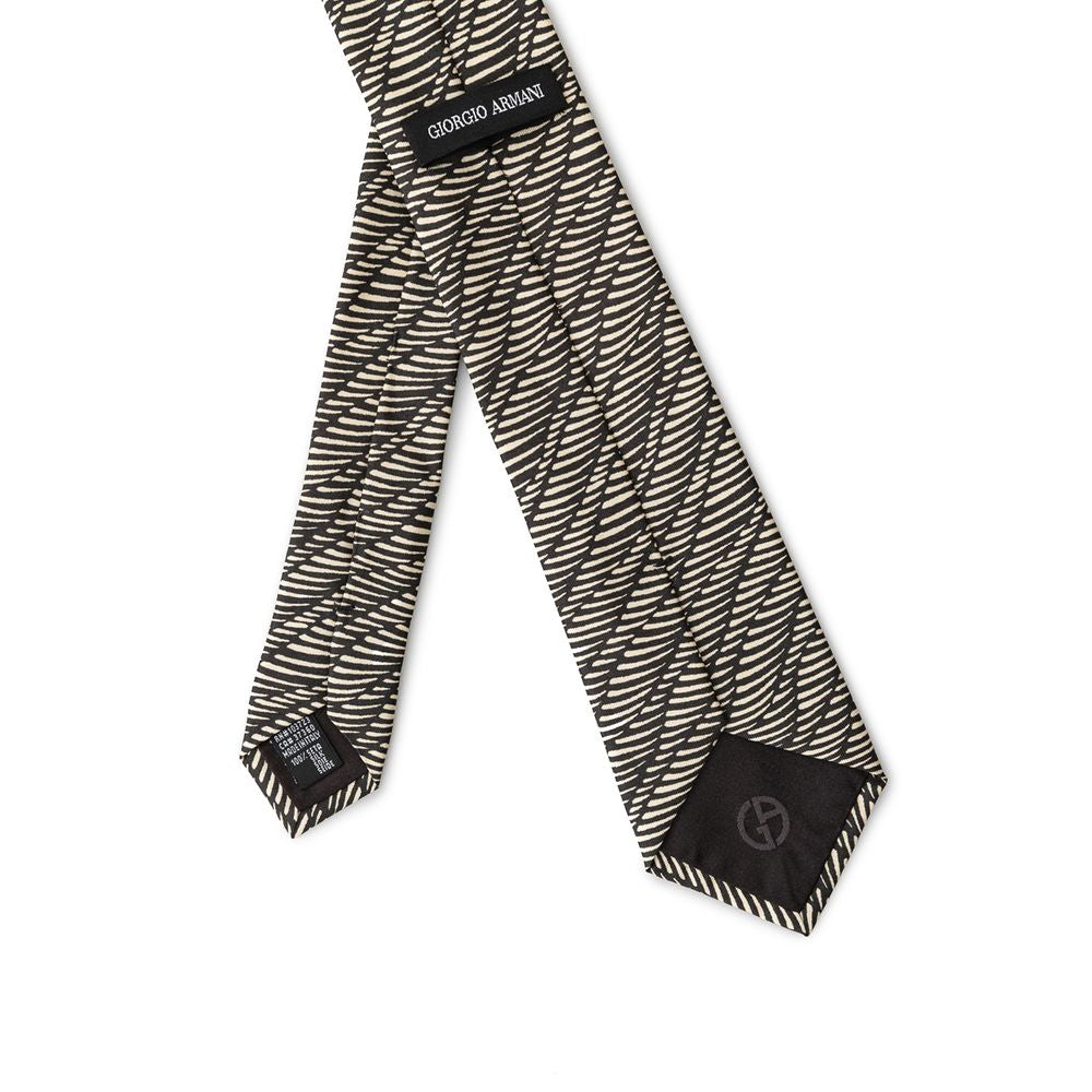 Giorgio Armani Black And White Silk Tie