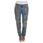 Dolce & Gabbana Crystal Roses Heart Embellished Jeans SIG19327-1