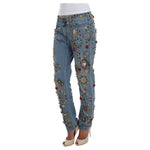 Dolce & Gabbana Crystal Roses Heart Embellished Jeans SIG19327-1