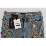 Dolce & Gabbana Crystal Roses Heart Embellished Jeans SIG19327-1