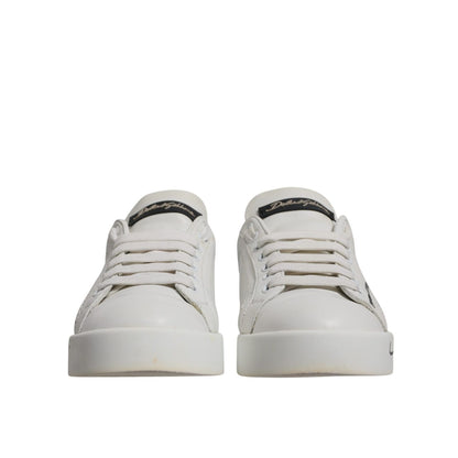 Dolce & Gabbana White Blue Logo Portofino Sneakers Shoes