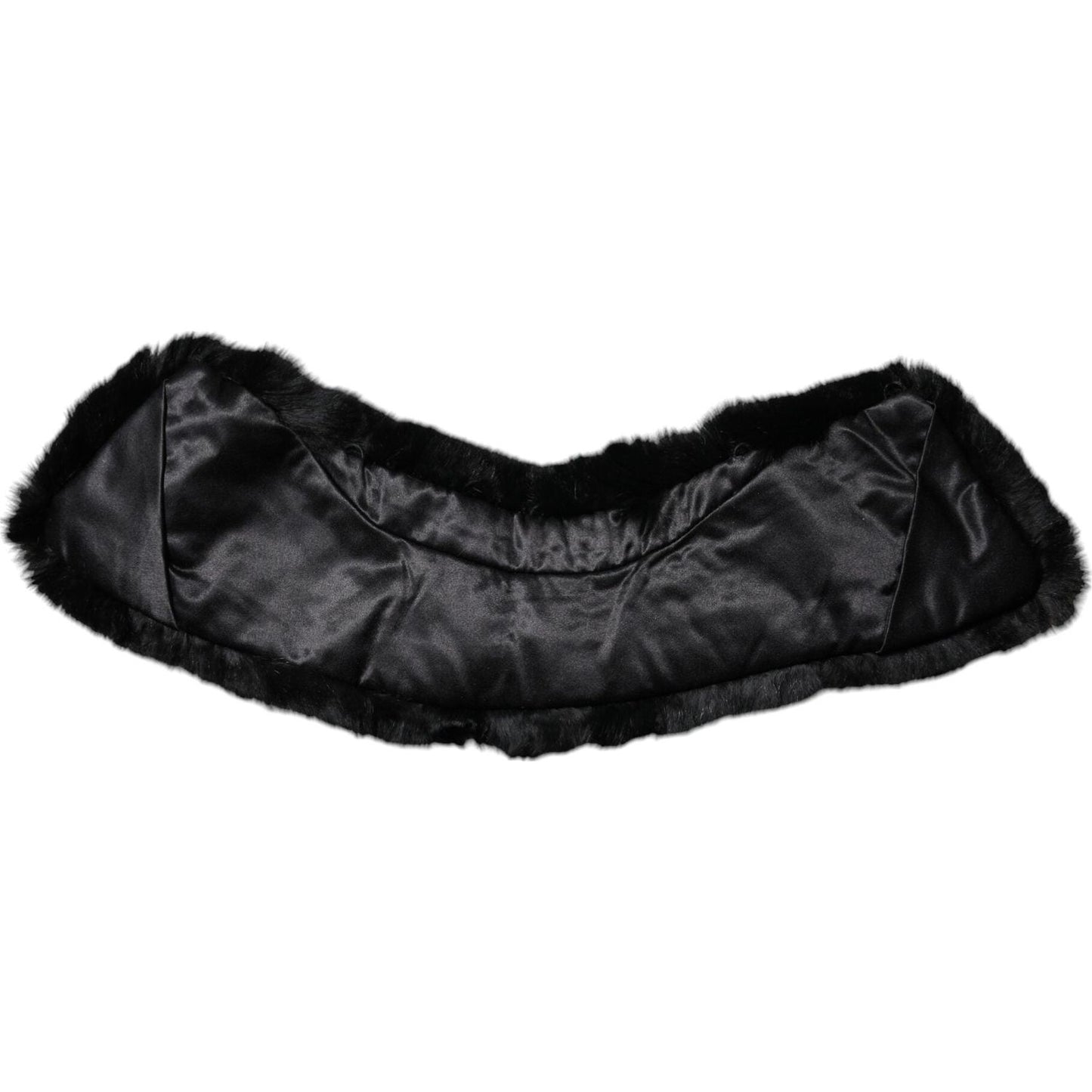Dolce & Gabbana Black Lamb Fur Collar Women Neck Wrap Scarf MS7111-40