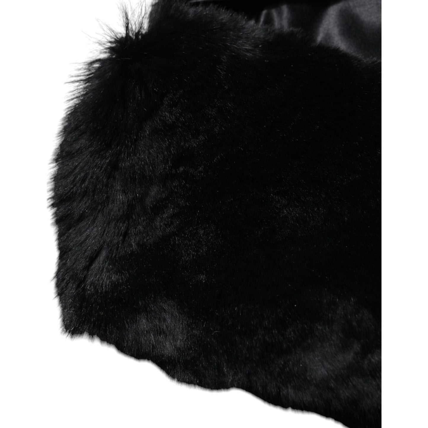 Dolce & Gabbana Black Lamb Fur Collar Women Neck Wrap Scarf MS7111-40