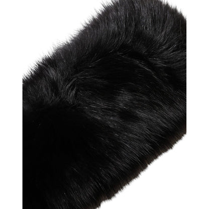 Dolce & Gabbana Black Fur Shoulder Collar Wrap Shawl Scarf