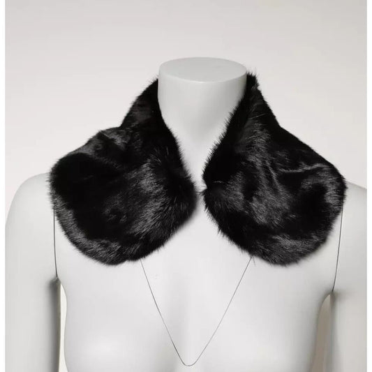Dolce & Gabbana Black Fur Shawl Neck Wrap Cover Collar Scarf MS7116-40