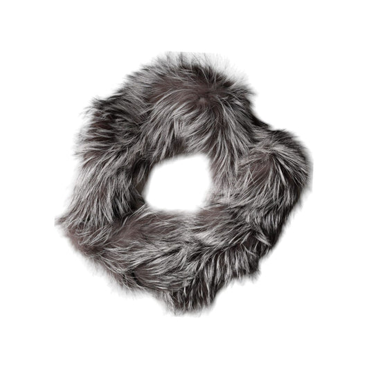 Dolce & Gabbana Gray Fox Fur Neck Wrap Warmer Winter Scarf MS7118