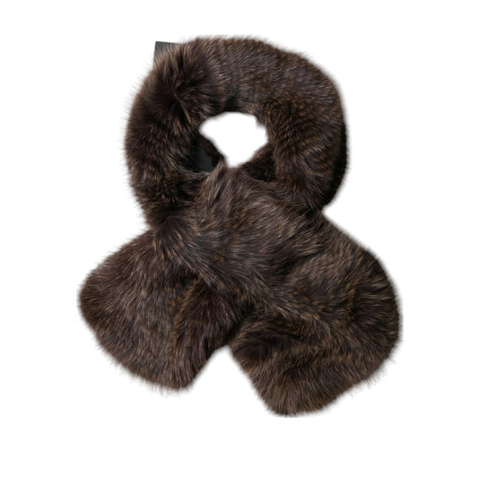 Dolce & Gabbana Brown Raccoon Fur Neck Warmer Winter Scarf