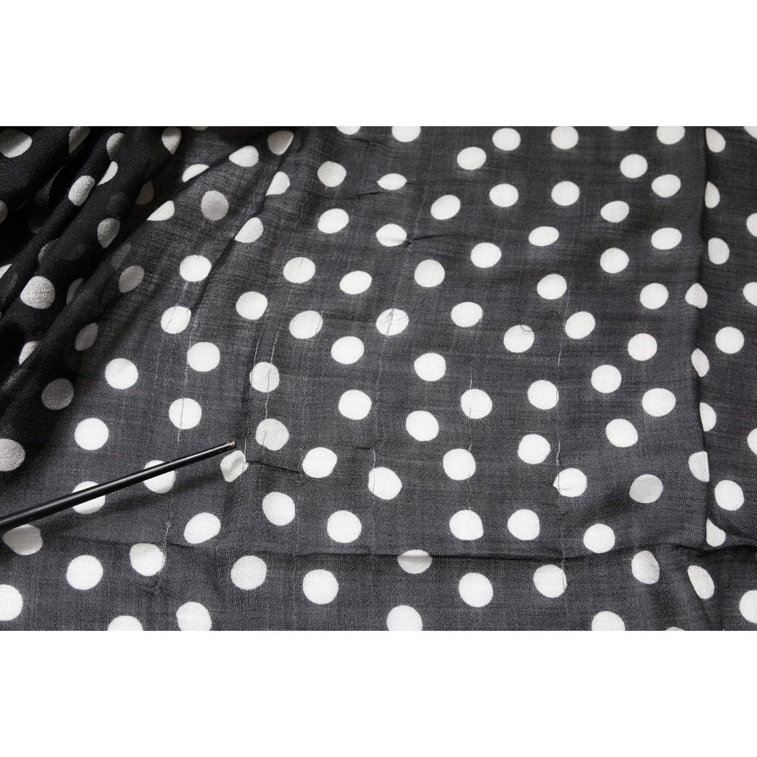 Dolce & Gabbana Black White Polka Dots Fringes Wrap Scarf