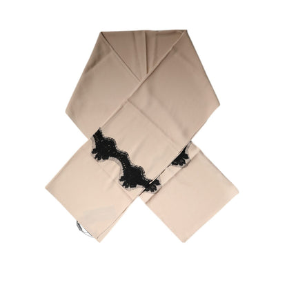 Dolce & Gabbana Beige Floral Lace Trim Silk Neck Wrap Scarf