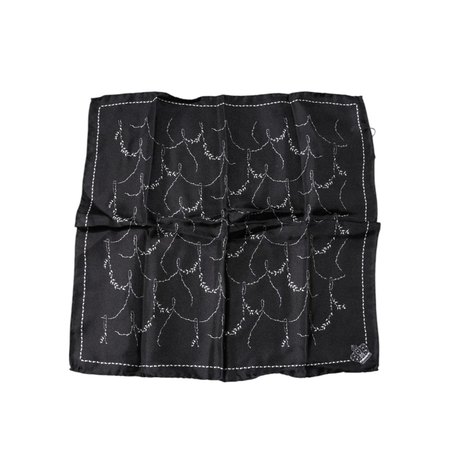 Dolce & Gabbana Black Patterned Silk Handkerchief Scarf