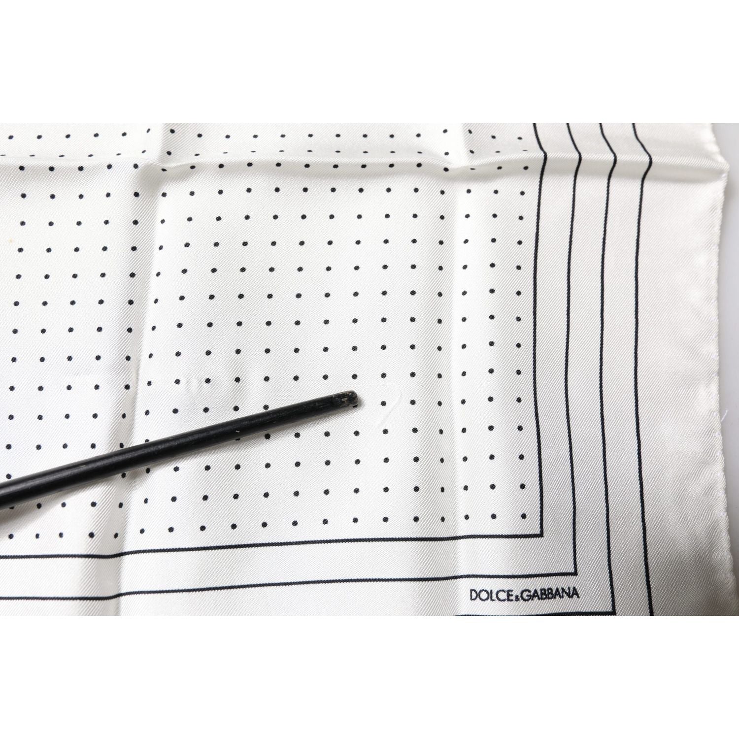 Dolce & Gabbana White Polka Dots Square Handkerchief Scarf