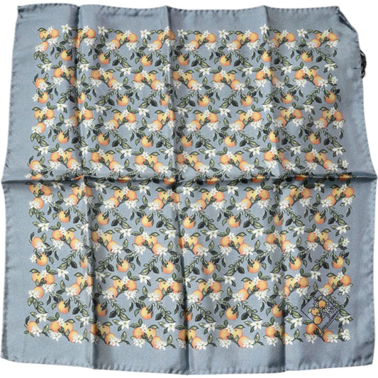 Dolce & Gabbana Gray Oranges Silk Square Handkerchief Scarf 1728,67345645728,Accessories,Dolce & Gabbana,Gray,Material: 100% Silk,Men,Men - Accessories,New with tags,Scarves - Men - Accessories MS7330