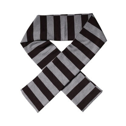 Dolce & Gabbana Black Gray Stripes Wool Neck Wrap Scarf