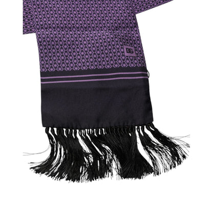 Dolce & Gabbana Purple Fantasy Silk Fringes Neck Wrap Scarf