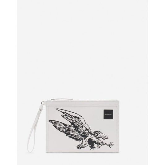 Lanvin White Leather Men Pouch Wallet