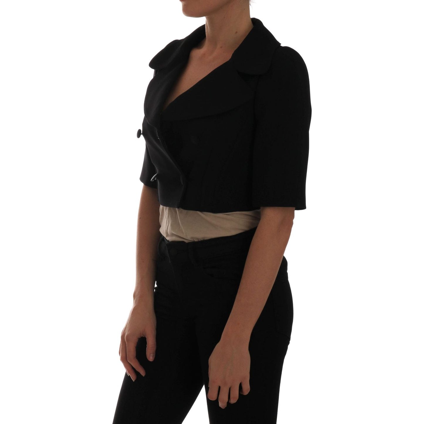 Dolce & Gabbana Black Short Croped Jacket Blazer TSH2409-36