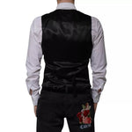 Dolce & Gabbana Black Wool Formal Dress Men Waistcoat Vest JKT87116-48