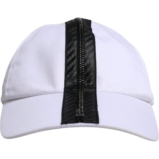Dolce & Gabbana White Black Cotton Zip Baseball Cap 1728,58 cm|M,67345645728,Accessories,Black/White,Dolce & Gabbana,Hats & Caps - Men - Accessories,Material: 97% Cotton 3% Elastane,Men,Men - Accessories,New with tags HAT9777-58