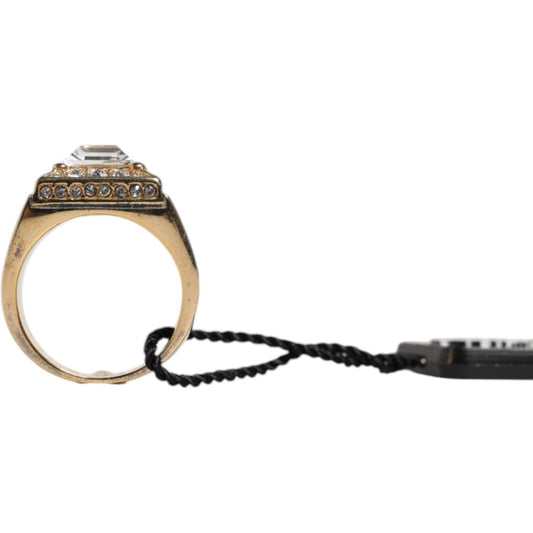 Dolce & Gabbana Gold Tone Sterling Silver 925 Crystals Ring 1728,67345645728,Dolce & Gabbana,EU58 | US9,Gold,Jewelry,Material: 70% Sterling Silver 925 30% Glass,Men,Men - Jewelry,New with tags,Rings - Men - Jewelry SMY10553-58