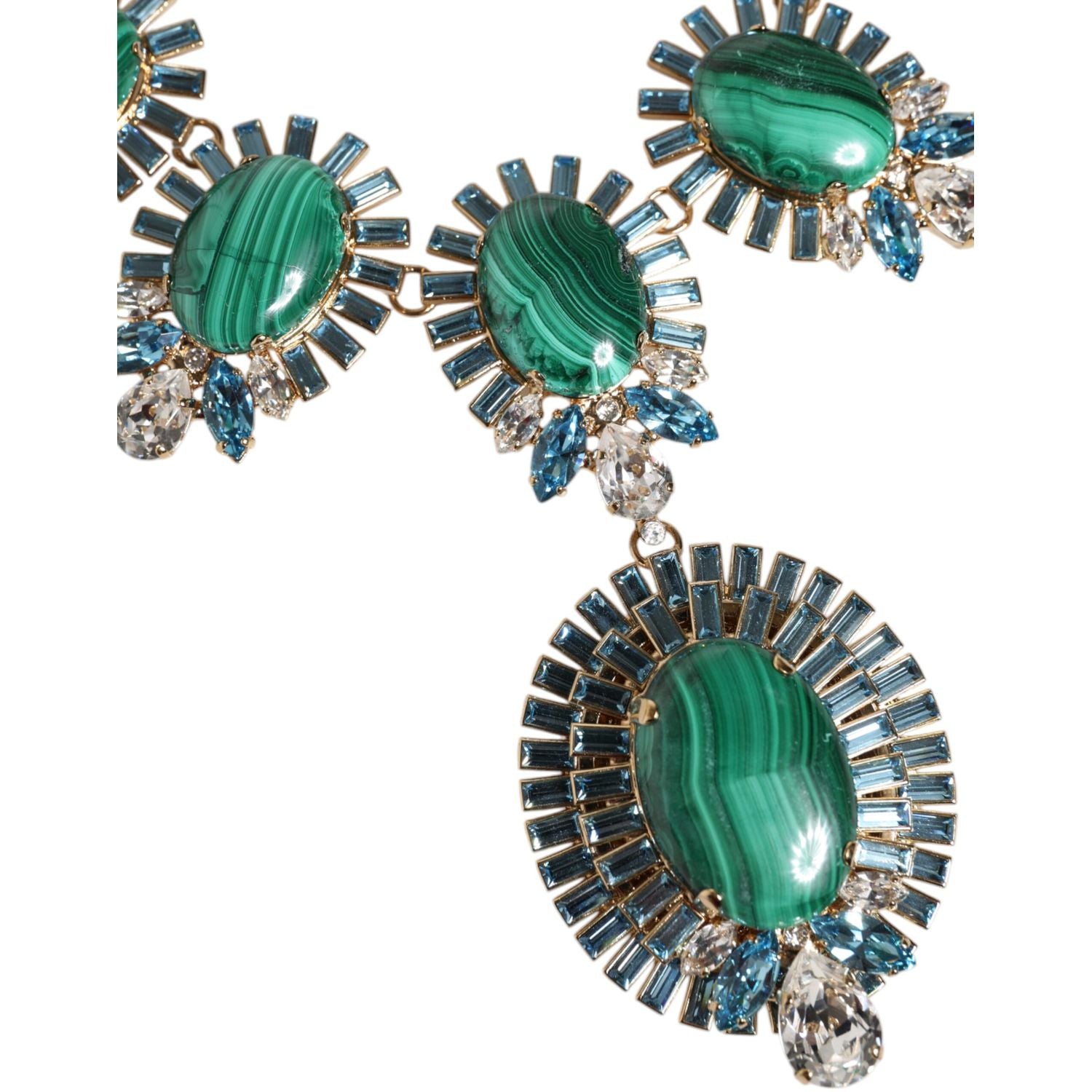 Dolce & Gabbana Gold Brass Pietre Oval Crystal Embellished Necklace