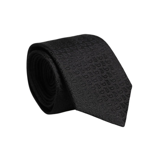 Dolce & Gabbana Black Patterned Silk Adjustable Necktie Tie KRA3435