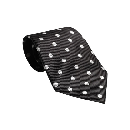 Dolce & Gabbana Black Polka Dots Silk Adjustable Necktie Tie