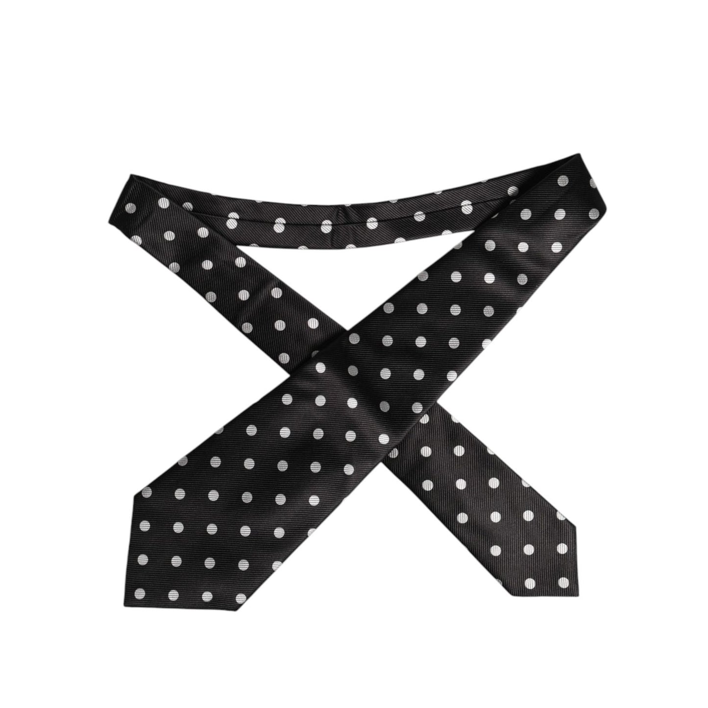 Dolce & Gabbana Black Polka Dots Silk Adjustable Necktie Tie